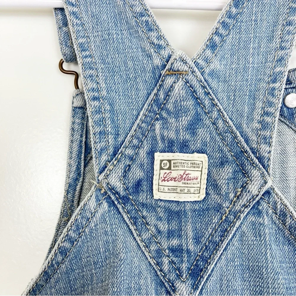 VTG Y2K Levi Strauss Levi's Denim Jean Embroidered Floral Overalls Dress Girl 4T